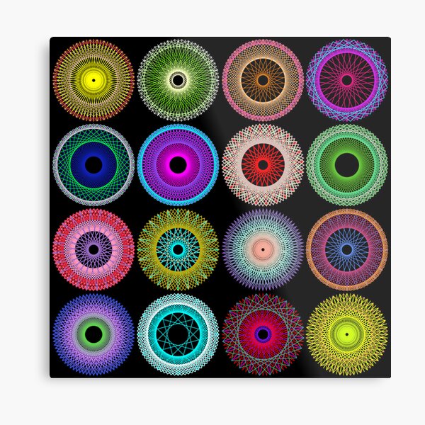 Colorful String Stars on Black Metal Print