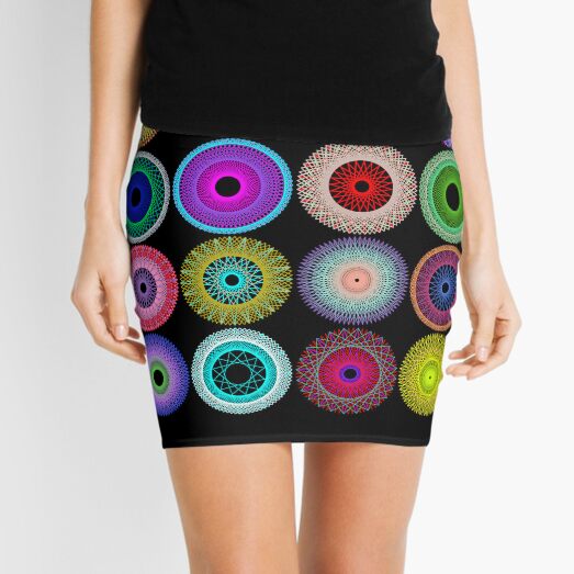 Colorful String Stars on Black Mini Skirt