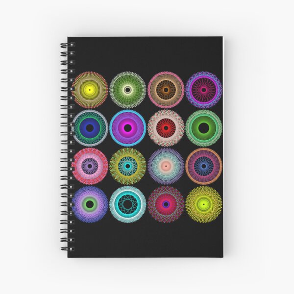 Colorful String Stars on Black Spiral Notebook