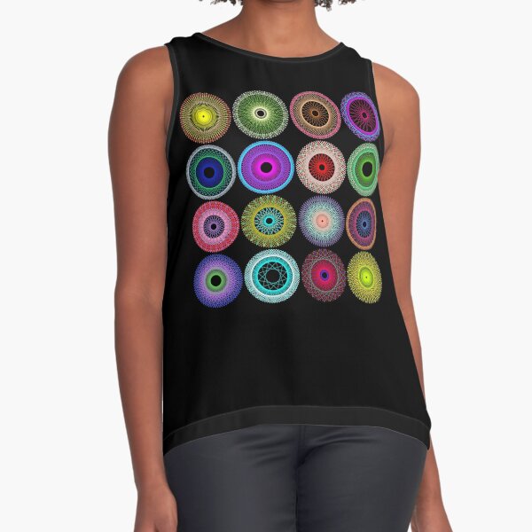 Colorful String Stars on Black Sleeveless Top