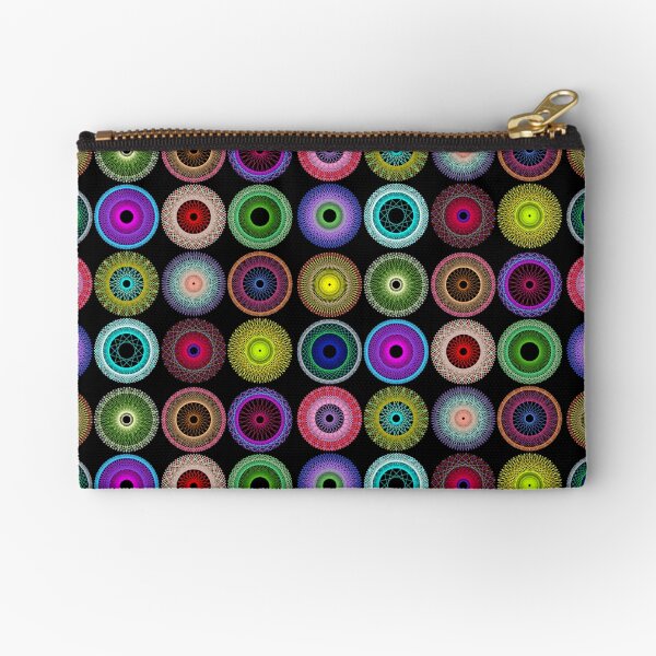 Colorful String Stars on Black Zipper Pouch