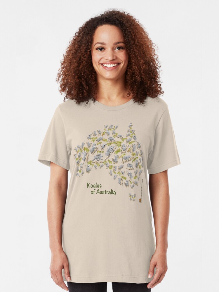 Alternate view of Cute Koalas Australia Map Slim Fit T-Shirt