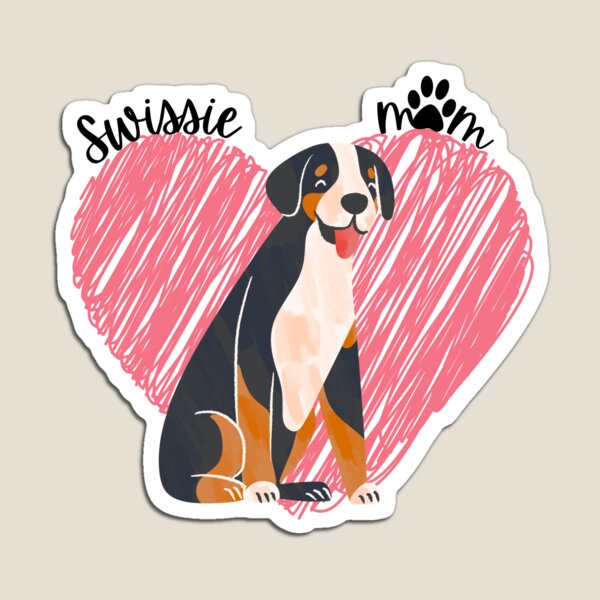 Artikelvorschau, Großer Schweizer Sennenhund, Swissie Mom, rosa Herz, Pfotenabdruck entworfen und verkauft von DigitalCutFile.