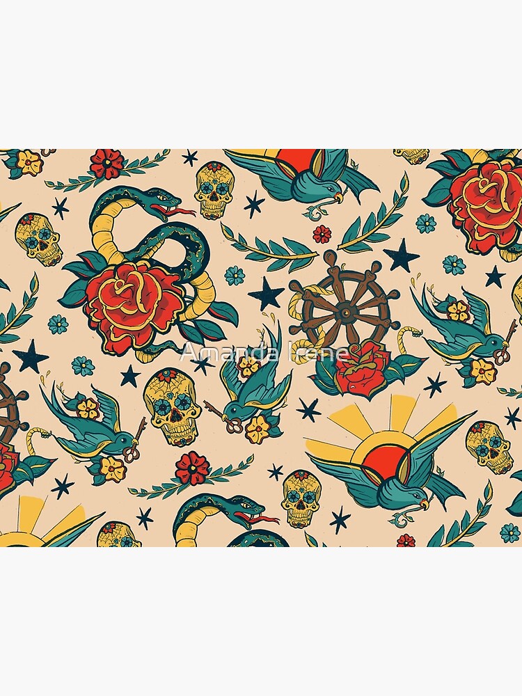 Thumbnail 5 of 5, Pet Mat, Punk Tattoo Pattern Design and Illustration designed and sold by Amanda Irene.