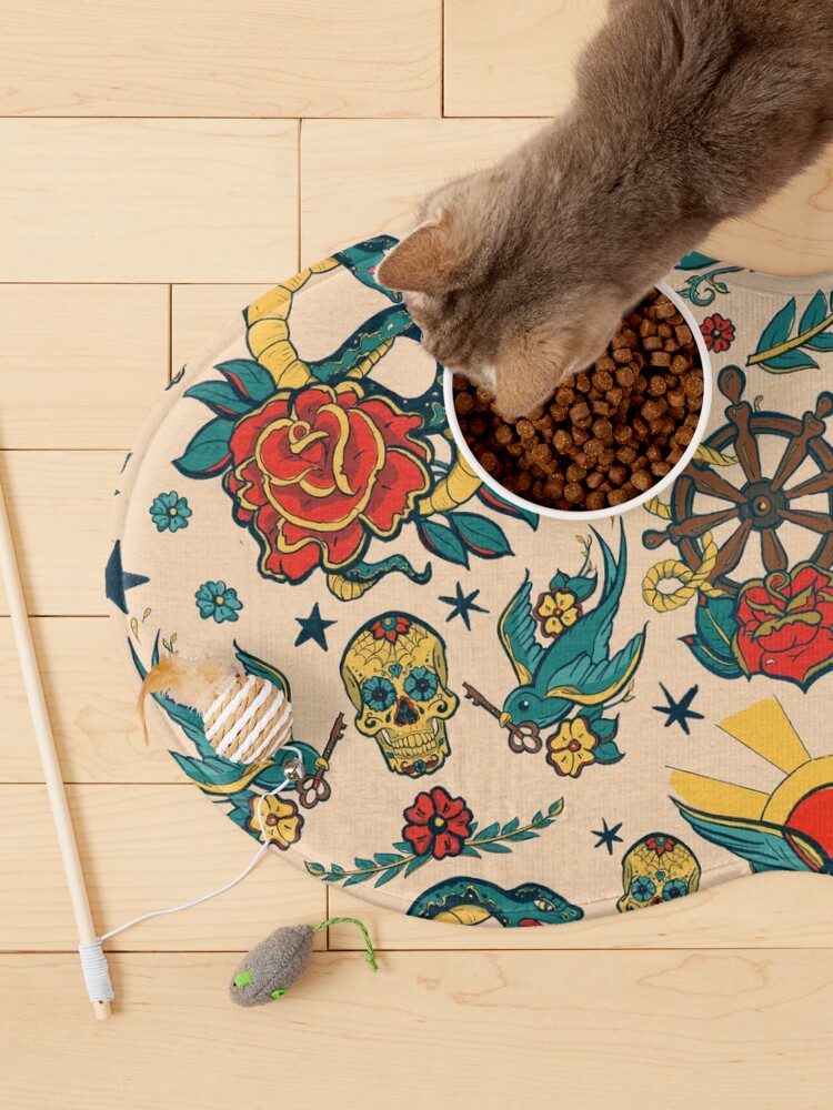 Thumbnail 3 of 5, Pet Mat, Punk Tattoo Pattern Design and Illustration designed and sold by Amanda Irene.