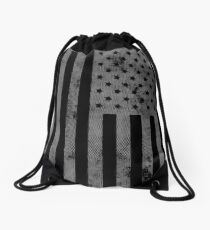 US Flag Grunge Style Drawstring Bag