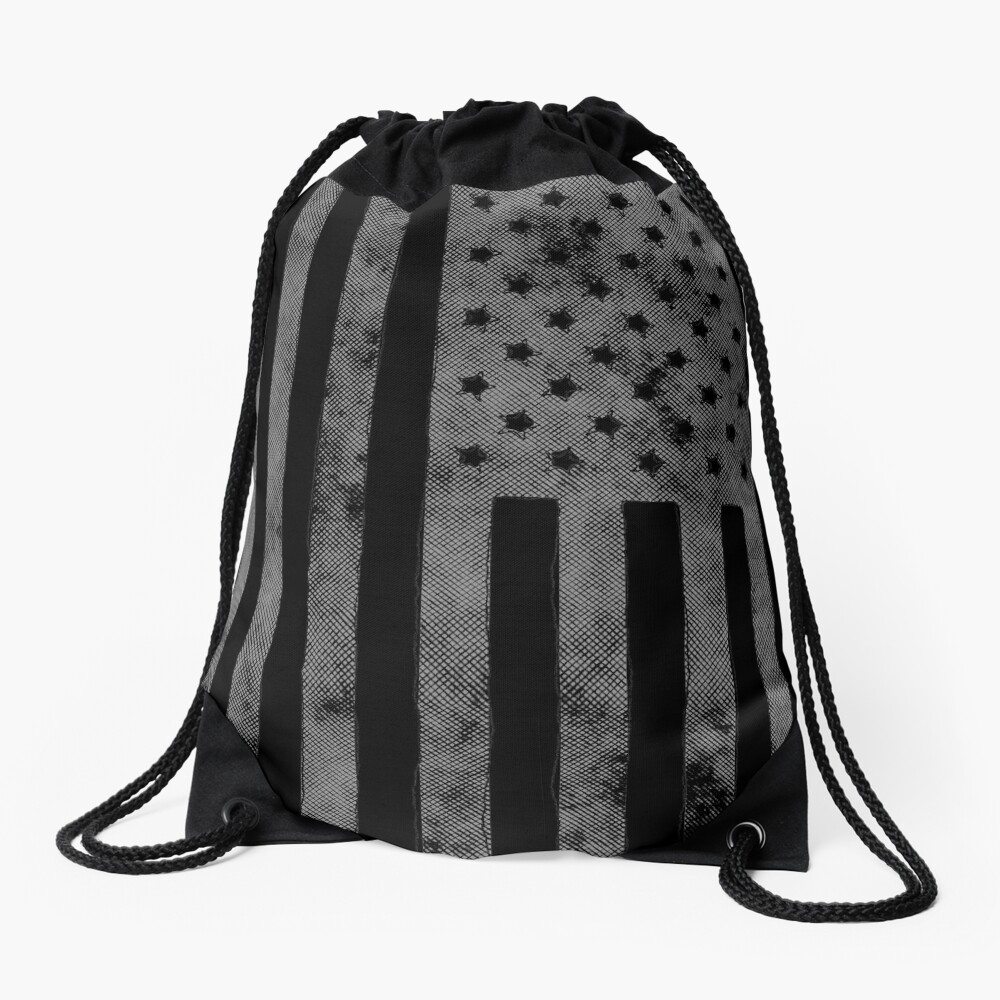 US Flag Grunge Style Drawstring Bag