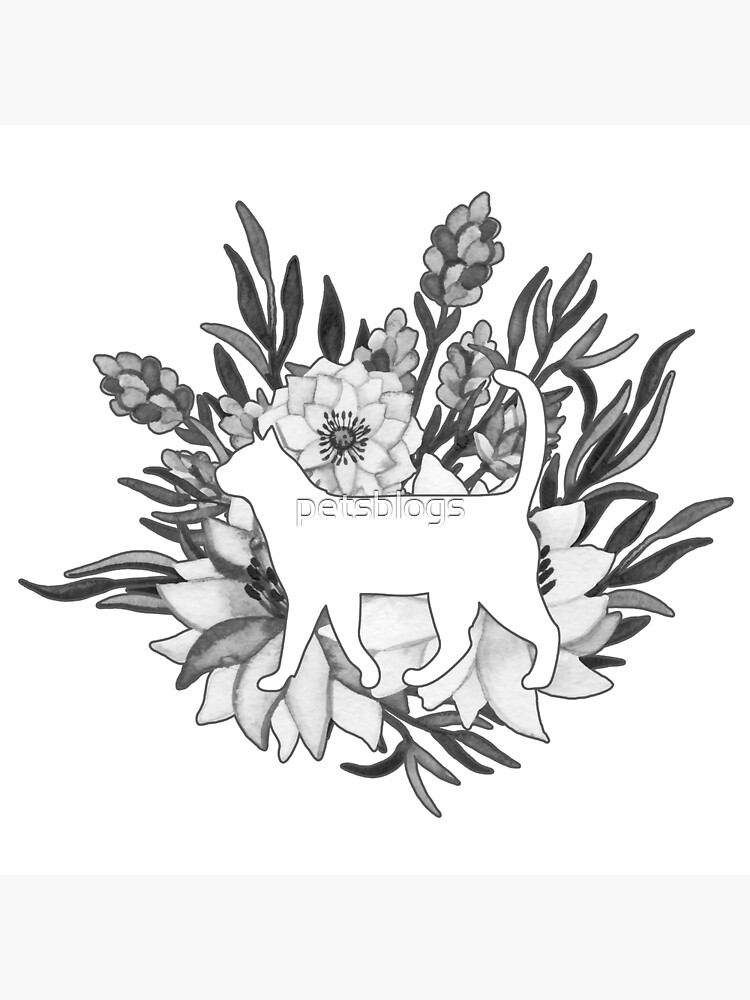 Thumbnail 4 of 4, Pillow, Gray Bouquet Cat designed and sold by petsblogs.