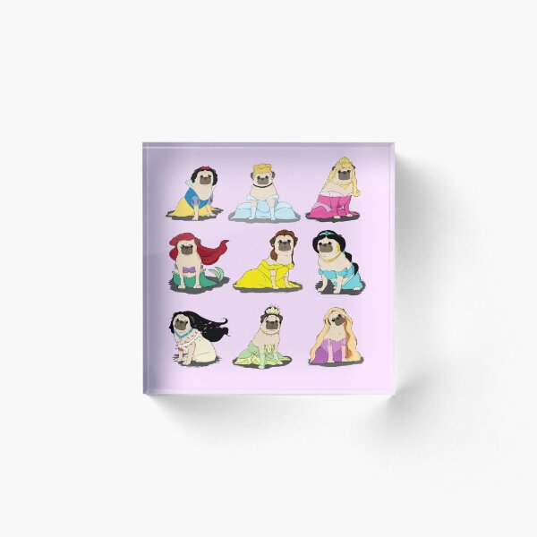 Pug Princesses Version 2 Acrylic Block