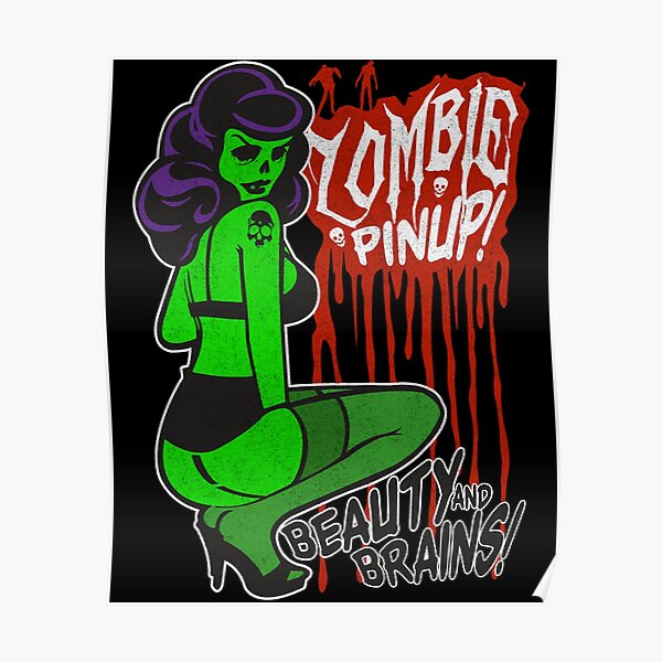 Zombie Bombshell Pinup Tshirt Poster