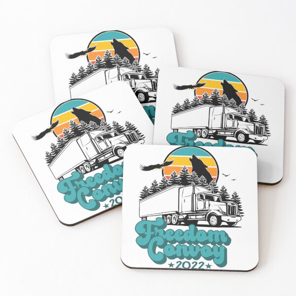 Aperçu de l'œuvre 2022 Trucker Freedom Convoy Retro Sunset Big Rig 18 roues créée et vendue par TakhaBinahina.