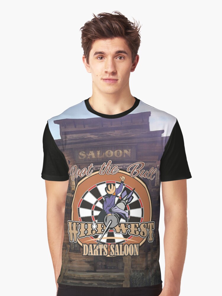 Graphic T-Shirt, Wild West Darts Saloon Darts Shirt designed and sold by mydartshirts