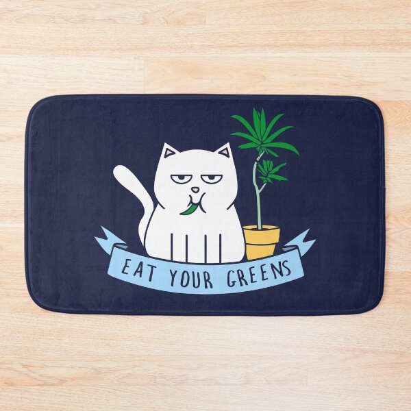 Item preview, Eat your greens cat designed and sold by BetweenTwoPages.