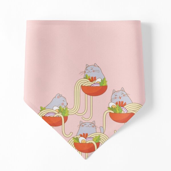 Plates of noodles and funny cats. Pet Bandana