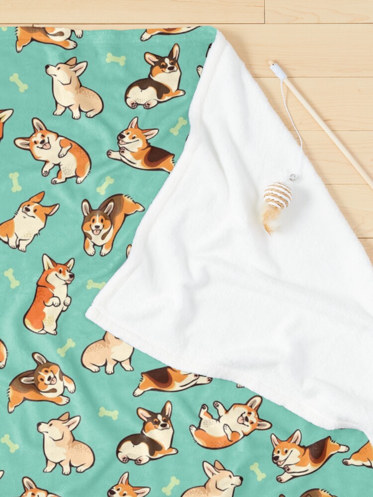Alternate view of Jolly corgis in green Pet Blanket