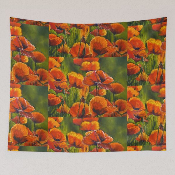 Item preview, "Pretty Poppies" painted in pastels on imported pastel paper designed and sold by Marla Kurzec.