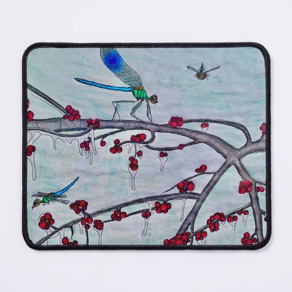 Item preview, Dragonflies on a Frozen Redberry Tree (Color) designed and sold by Marian Hayes.