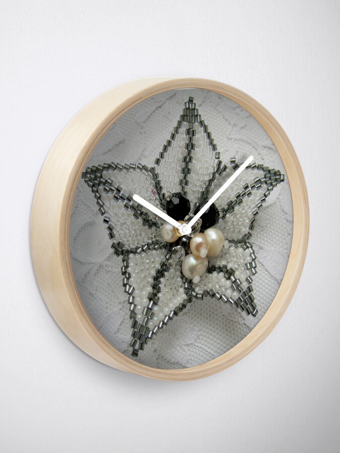 Alternate view of Lily. Beaded design Clock
