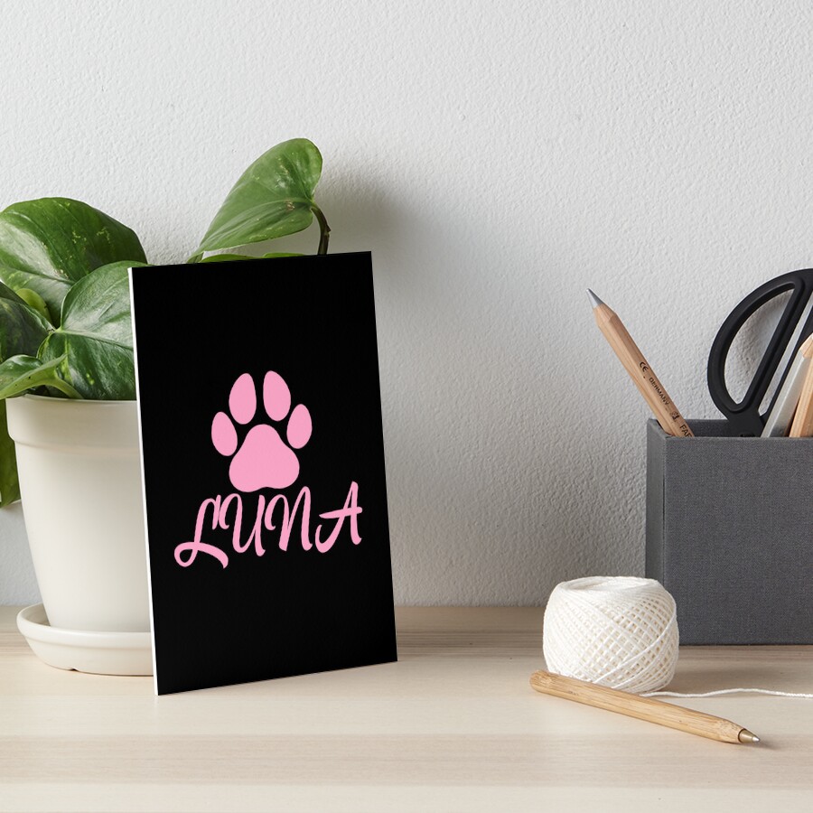 "Pink Dog Name Luna " Art Board Print by Foofighter01 Redbubble