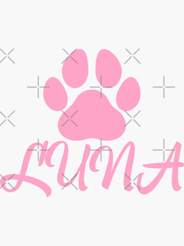 "Pink Dog Name Luna " Sticker by Foofighter01 Redbubble