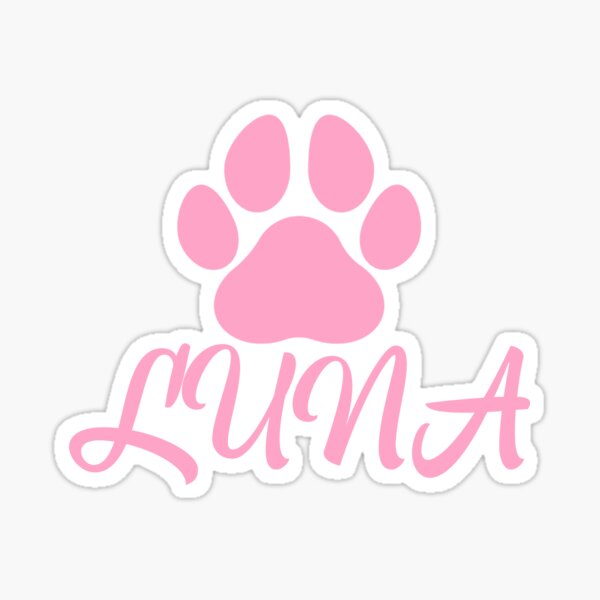 "Pink Dog Name Luna " Sticker by Foofighter01 Redbubble
