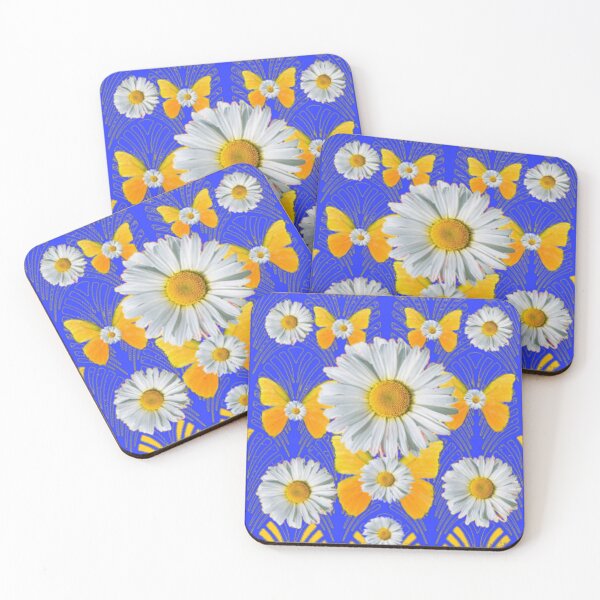 Item preview, DAISY FLOWERS BUTTERFLY BLUE ART   designed and sold by sharlesart.