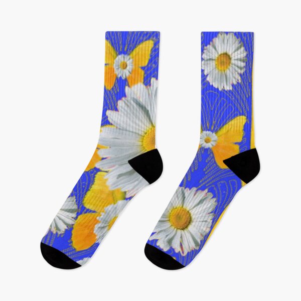 Item preview, DAISY FLOWERS BUTTERFLY BLUE ART   designed and sold by sharlesart.