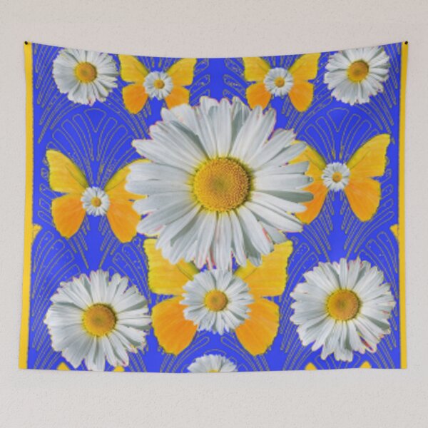 Item preview, DAISY FLOWERS BUTTERFLY BLUE ART   designed and sold by sharlesart.