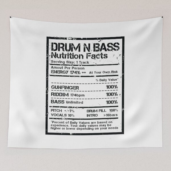 Item preview, Drum N Bass Nutrition Facts Label ( Distressed Edit ) designed and sold by WULFLAND ARTS.