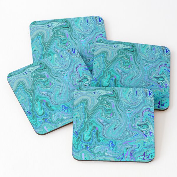 Item preview, Metallic Cyan Blue Liquid Swirl Marble Abstract designed and sold by jays-artworks.