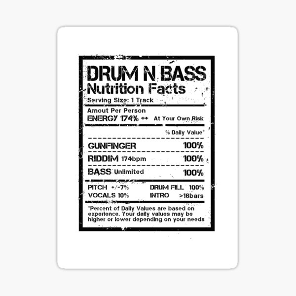 Item preview, Drum N Bass Nutrition Facts Label ( Distressed Edit ) designed and sold by WULFLAND ARTS.