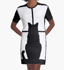 Window Cat Graphic T-Shirt Dress