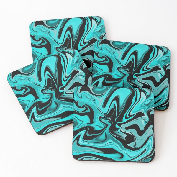 Item preview, Liquid Swirl Contemporary Cyan Black Marble Abstract designed and sold by jays-artworks.