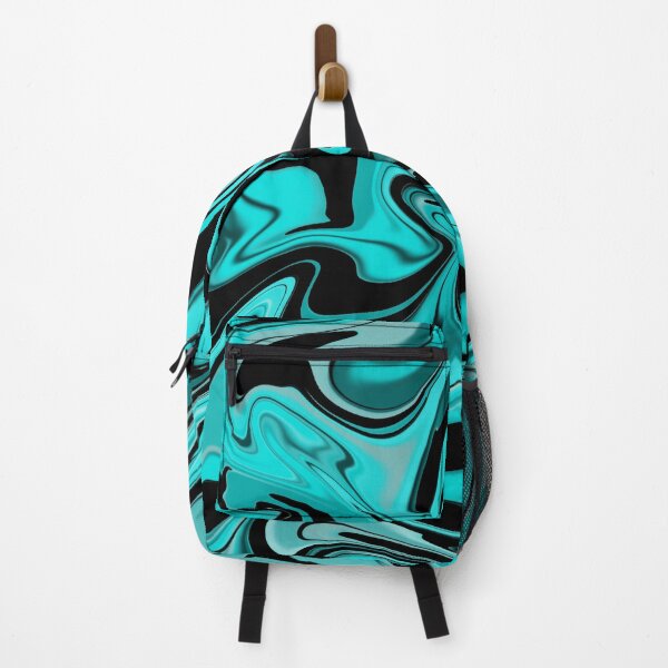 Item preview, Liquid Swirl Contemporary Cyan Black Marble Abstract designed and sold by jays-artworks.