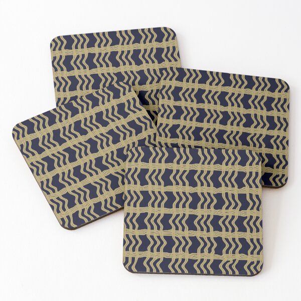Item preview, Wavy Gold and Dark Navy Blue Plaid designed and sold by DelynCreates.