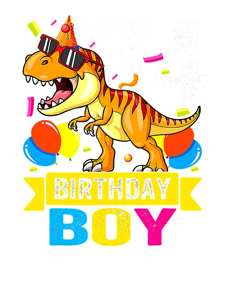 4th Birthday Dinosaur T-Rex Shirt 4 Year Old Birthday Party 4th Birthday Dinosaur T-Rex Shirt 4 Year Old Birthday Party
