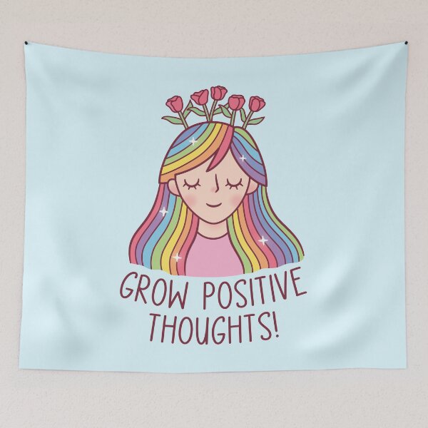 Item preview, Girl With Rainbow Hair And Flowers, Grow Positive Thoughts designed and sold by rustydoodle.
