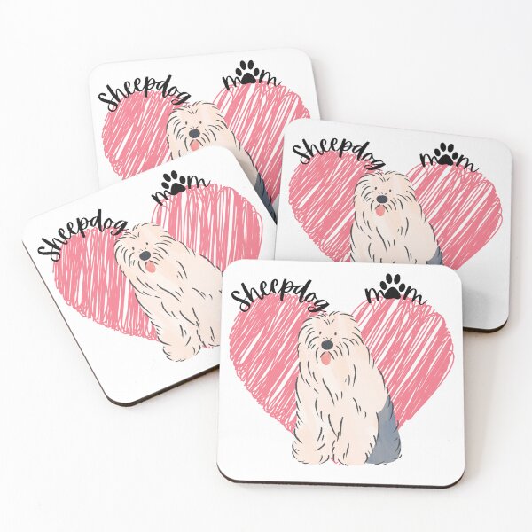 Item preview, Sheepdog Mom, Old English Sheepdog, pink heart, paw print designed and sold by DigitalCutFile.