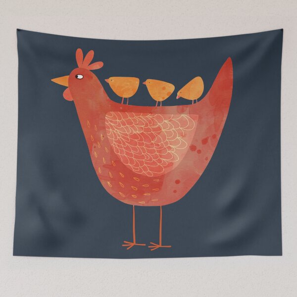 Item preview, Hen and Chicks on Blue designed and sold by squirrell.