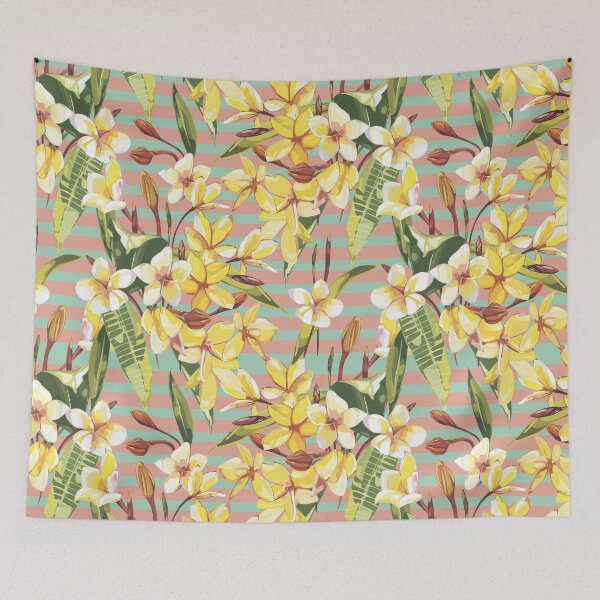 Item preview, Tropical flowers plumeria whis leaf designed and sold by Ann Astro.