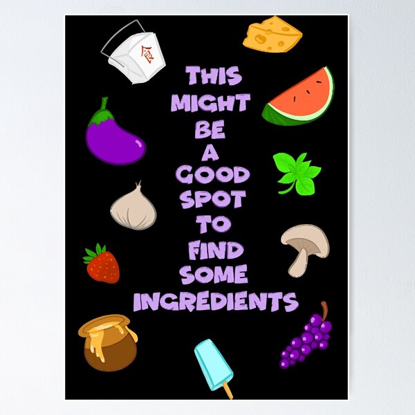 Vista previa del artículo con la obra «Este podría ser un buen lugar para encontrar algunos ingredientes», diseñado y vendido por MichaelWi89054.