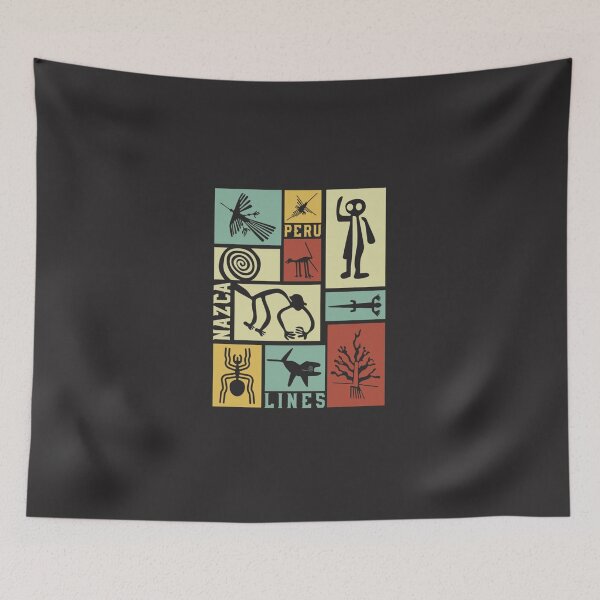 Item preview, Nazca Lines - Peruvian Geoglyphs - Retro Box Art - Condor, Monkey Spiral, Humanoid, Spider,  designed and sold by papaqutannl.