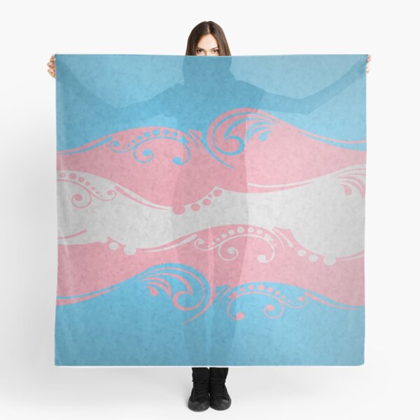 Fancy Swooped And Swirled Transgender Pride Flag Background Scarf For