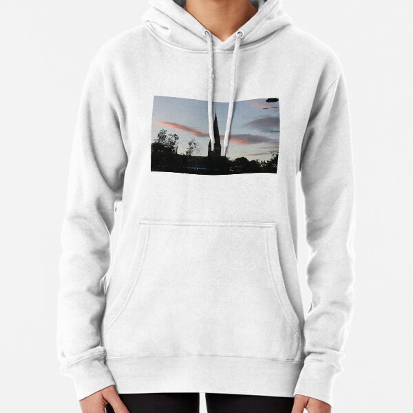 Evening landscape with cloud and gabled roof Pullover Hoodie