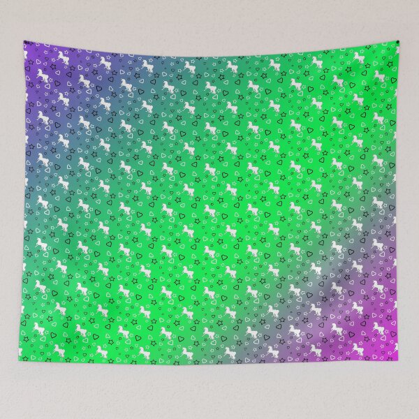 Item preview, White Unicorn Pattern (Green & Purple) designed and sold by blakcirclegirl.