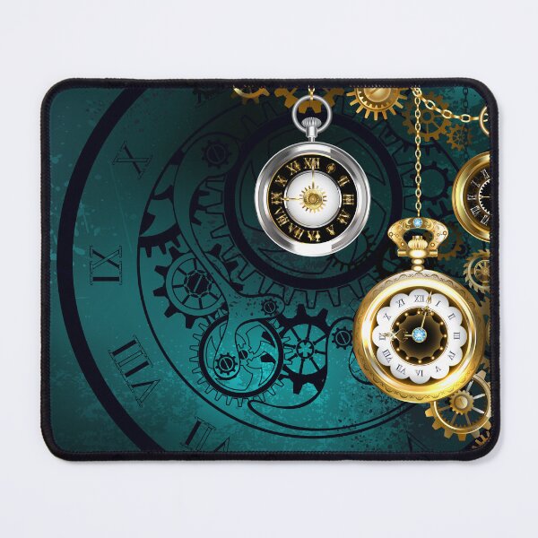 Item preview, Clock with Gears on Green Background ( Steampunk ) designed and sold by Blackmoon9.