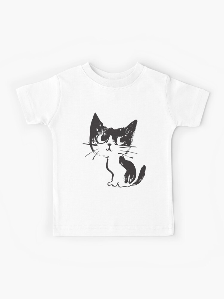 Kids T-Shirt, Sketch of cat designed and sold by Toru Sanogawa