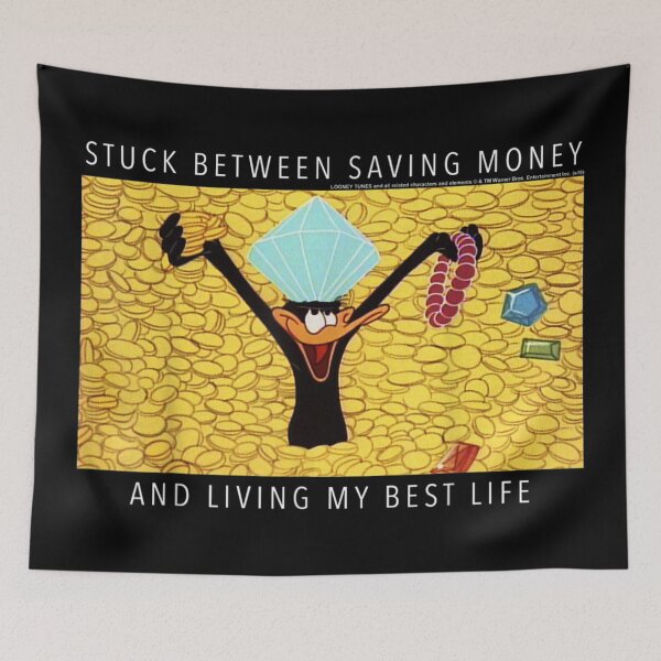 Item preview, Stuck Between Saving Money Meme designed and sold by RayLewiss.