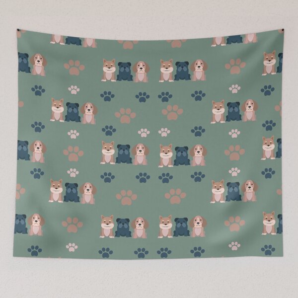 Item preview, Luv Dogs and Paws Pattern Green designed and sold by CraftyAnimal.