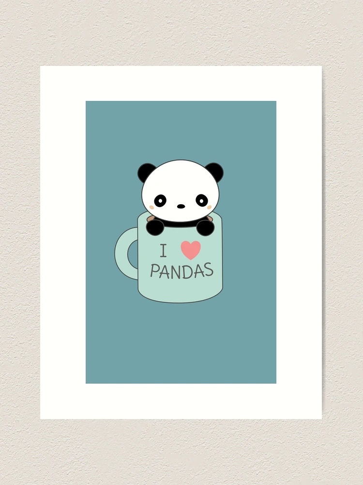 Cute Kawaii Panda With Heart Poster by kiwiprints